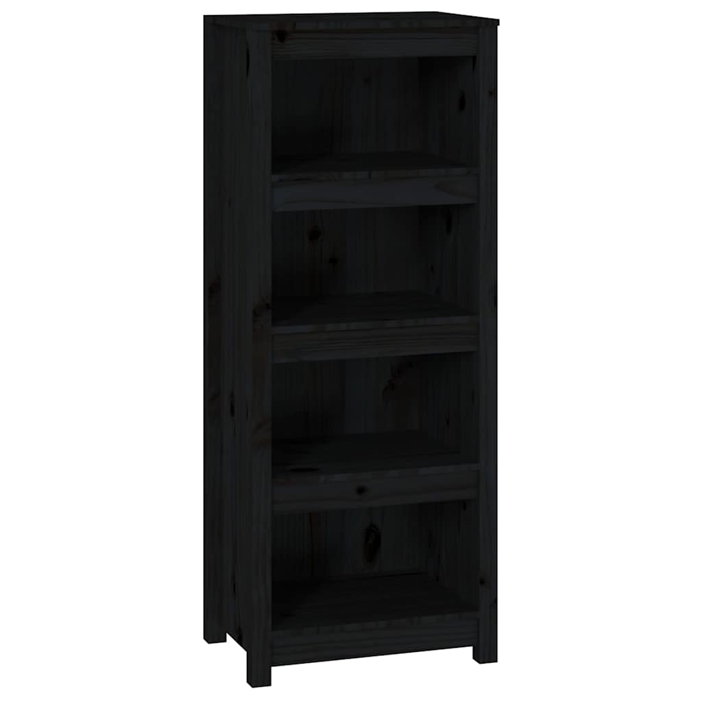 vidaXL Βιβλιοθήκη Μαύρη 50x35x125,5 εκ. από Μασίφ Ξύλο Πεύκου