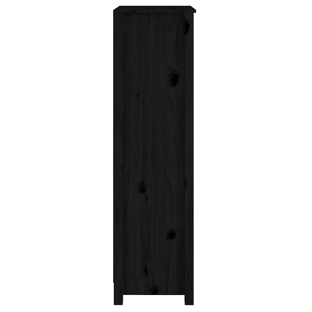 vidaXL Βιβλιοθήκη Μαύρη 50x35x125,5 εκ. από Μασίφ Ξύλο Πεύκου