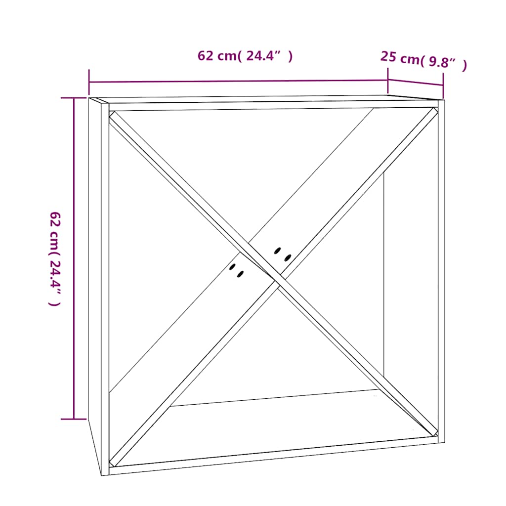 vidaXL Κάβα Κρασιών Μαύρη 62 x 25 x 62 εκ. από Μασίφ Ξύλο Πεύκου