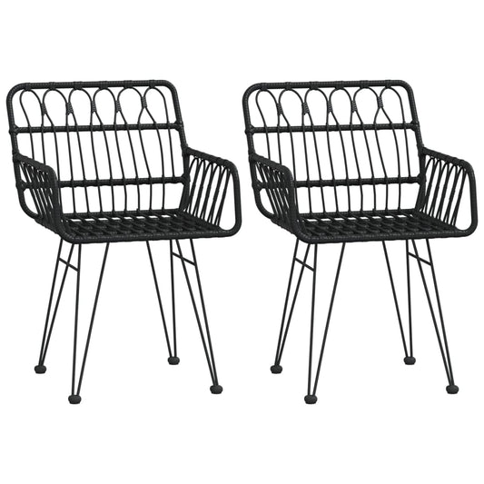 vidaXL Καρέκλες Κήπου 2 τεμ. Μαύρες 56x64x80 εκ. Ρατάν Πολυαιθυλενίου