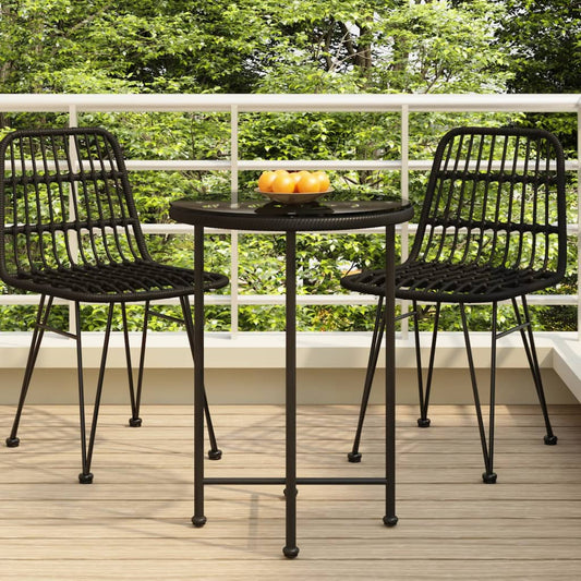 vidaXL Τραπεζαρία Μαύρη Ø55 εκ. από Ψημένο Γυαλί και Ατσάλι