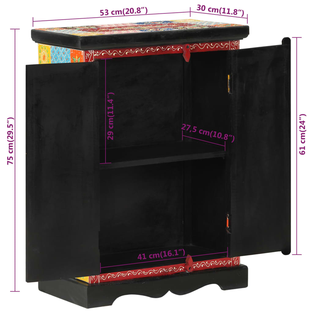 vidaXL Ντουλάπι με Πόρτες Χειροποίητο 53x30x75 εκ. Μασίφ Ξύλο Μάνγκο