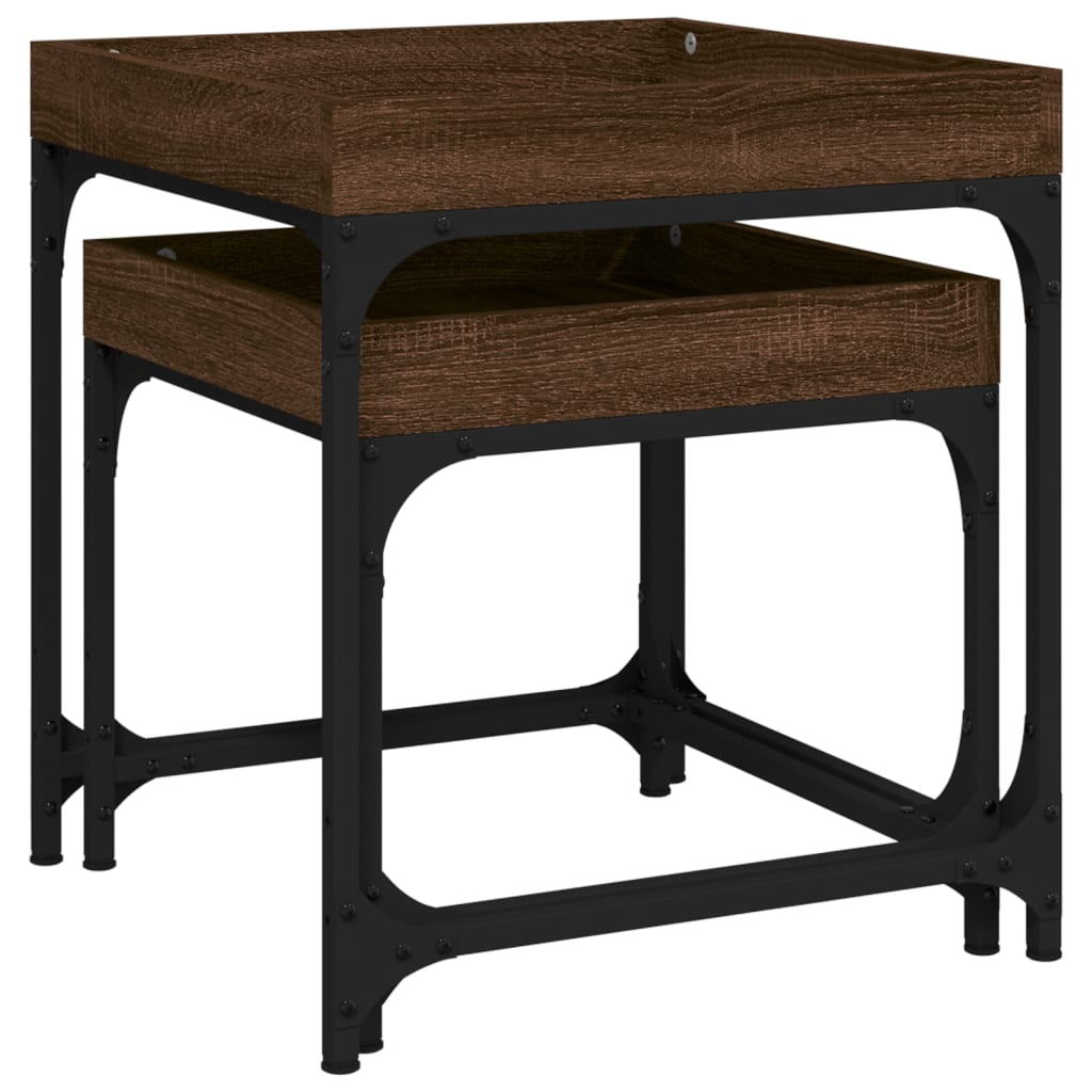 vidaXL Βοηθητικά Τραπέζια 2 τεμ. Καφέ Δρυς από Επεξεργασμένο Ξύλο