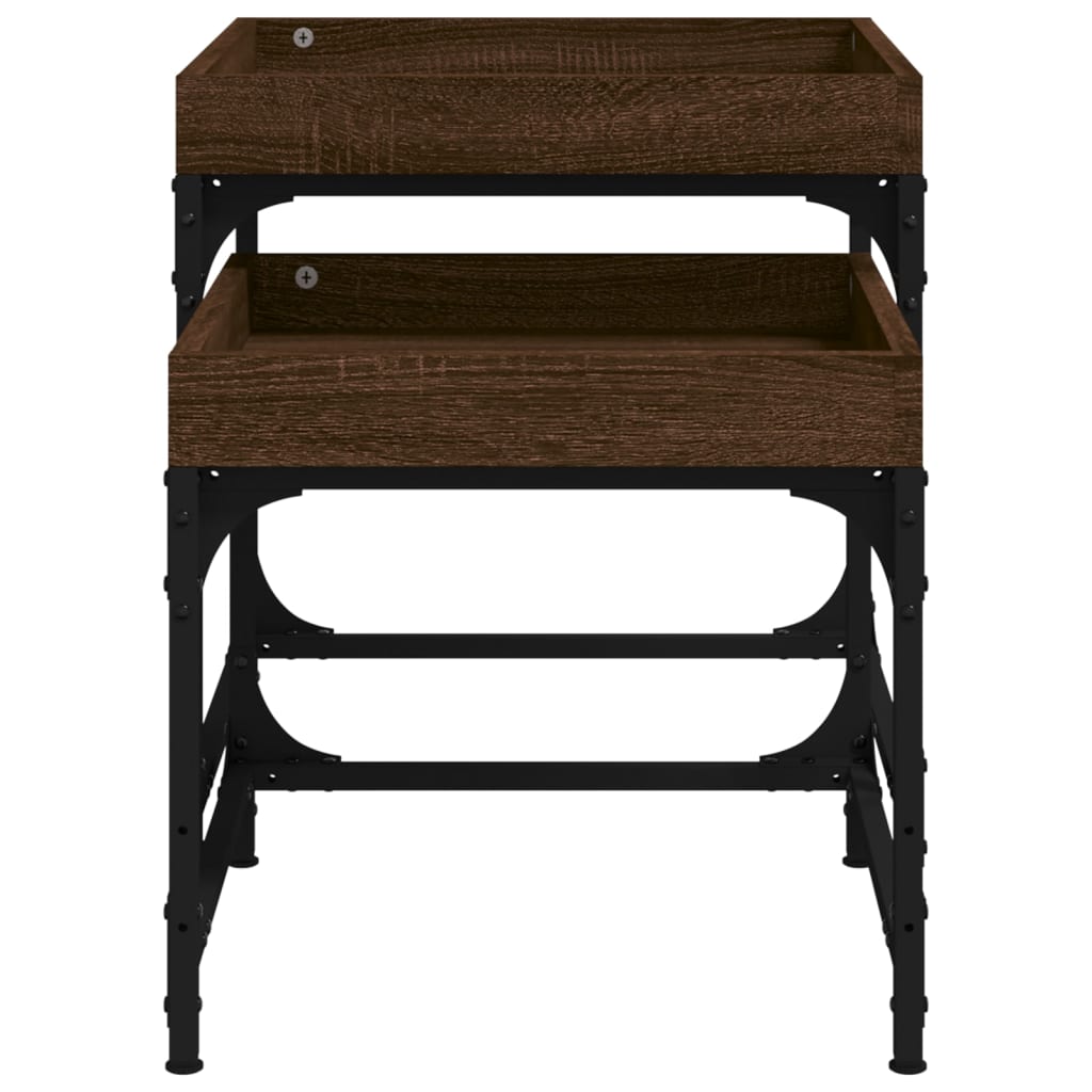 vidaXL Βοηθητικά Τραπέζια 2 τεμ. Καφέ Δρυς από Επεξεργασμένο Ξύλο