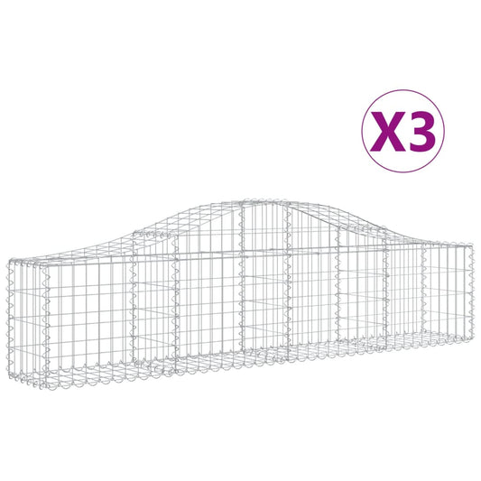 vidaXL Συρματοκιβώτια Τοξωτά 3 τεμ. 200x30x40/60 εκ. Γαλβαν. Ατσάλι
