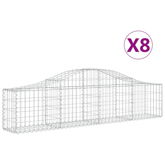 vidaXL Συρματοκιβώτια Τοξωτά 8 τεμ. 200x30x40/60 εκ. Γαλβαν. Ατσάλι