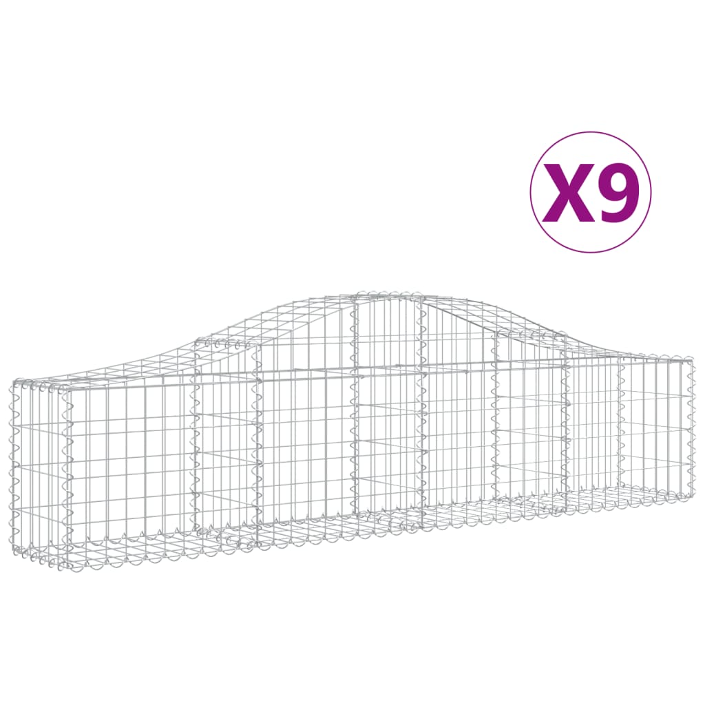vidaXL Συρματοκιβώτια Τοξωτά 9 τεμ. 200x30x40/60 εκ. Γαλβαν. Ατσάλι