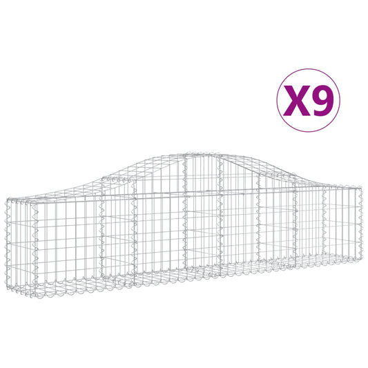 vidaXL Συρματοκιβώτια Τοξωτά 9 τεμ. 200x30x40/60 εκ. Γαλβαν. Ατσάλι