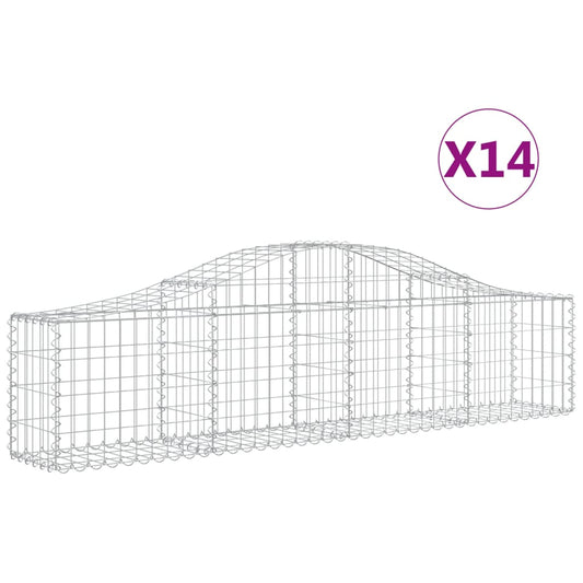 vidaXL Συρματοκιβώτια Τοξωτά 14 τεμ. 200x30x40/60 εκ. Γαλβαν. Ατσάλι