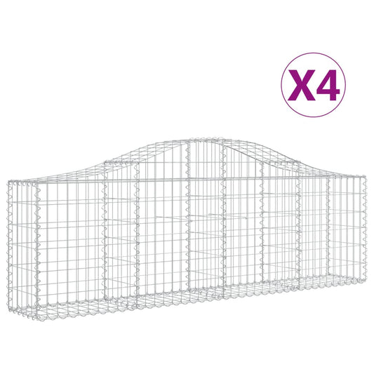vidaXL Συρματοκιβώτια Τοξωτά 4 τεμ. 200x30x60/80 εκ. Γαλβαν. Ατσάλι