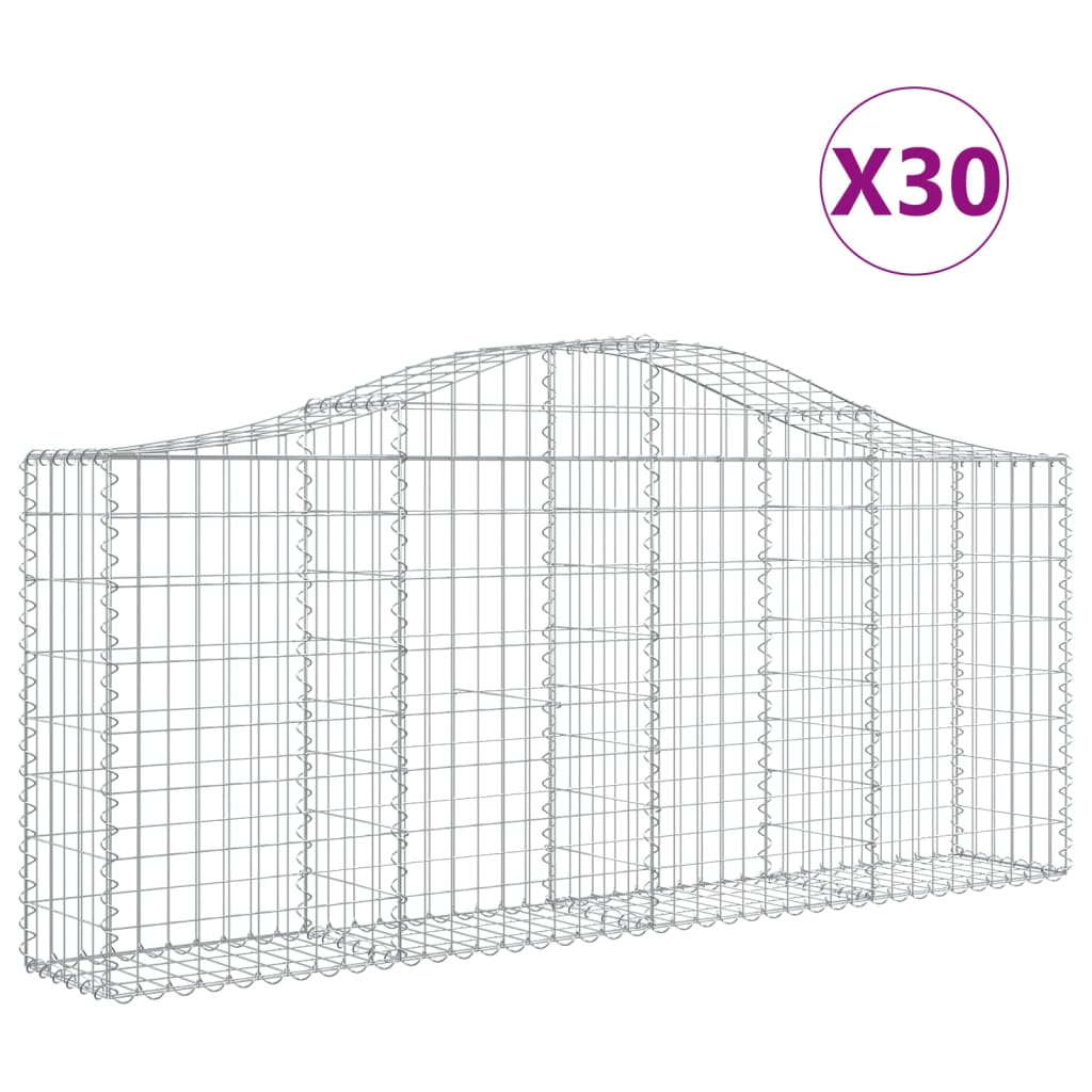 vidaXL Συρματοκιβώτια Τοξωτά 30 τεμ. 200x30x80/100 εκ. Γαλβαν. Ατσάλι