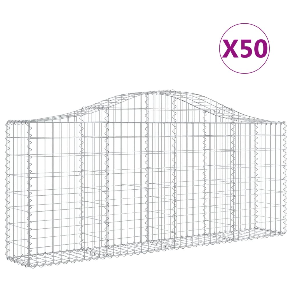 vidaXL Συρματοκιβώτια Τοξωτά 50 τεμ. 200x30x80/100 εκ. Γαλβαν. Ατσάλι