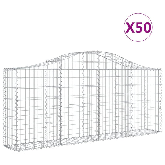 vidaXL Συρματοκιβώτια Τοξωτά 50 τεμ. 200x30x80/100 εκ. Γαλβαν. Ατσάλι