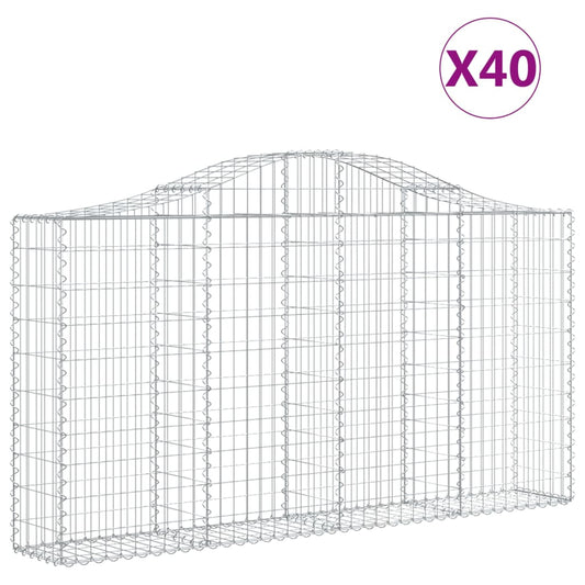 vidaXL Συρματοκιβώτια Τοξωτά 40 τεμ. 200x30x100/120 εκ. Γαλβαν. Ατσάλι