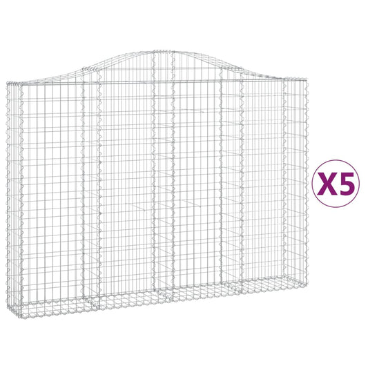vidaXL Συρματοκιβώτια Τοξωτά 5 τεμ. 200x30x140/160 εκ. Γαλβαν. Ατσάλι