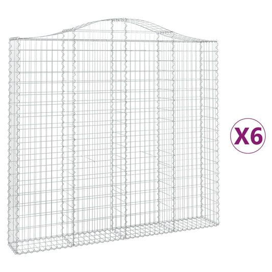 vidaXL Συρματοκιβώτια Τοξωτά 6 τεμ. 200x30x180/200 εκ. Γαλβαν. Ατσάλι