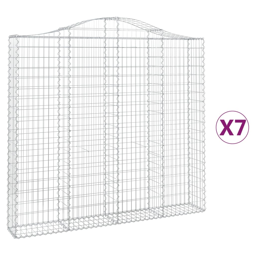 vidaXL Συρματοκιβώτια Τοξωτά 7 τεμ. 200x30x180/200 εκ. Γαλβαν. Ατσάλι