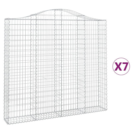 vidaXL Συρματοκιβώτια Τοξωτά 7 τεμ. 200x30x180/200 εκ. Γαλβαν. Ατσάλι