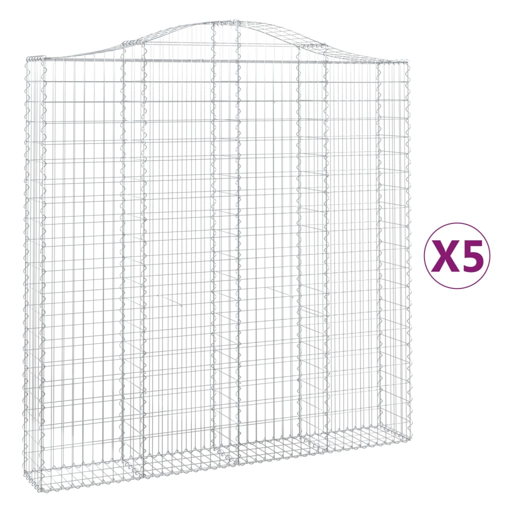 vidaXL Συρματοκιβώτια Τοξωτά 5 τεμ. 200x30x200/220 εκ. Γαλβαν. Ατσάλι