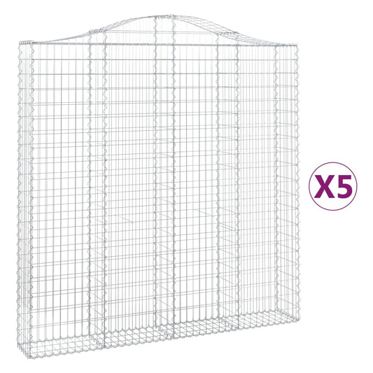 vidaXL Συρματοκιβώτια Τοξωτά 5 τεμ. 200x30x200/220 εκ. Γαλβαν. Ατσάλι