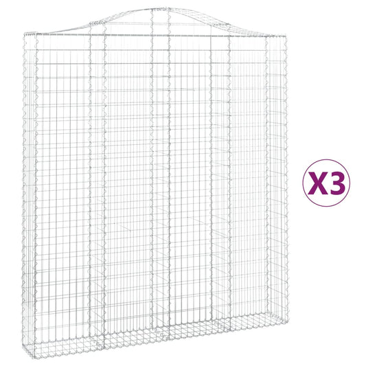 vidaXL Συρματοκιβώτια Τοξωτά 3 τεμ. 200x30x220/240 εκ. Γαλβαν. Ατσάλι