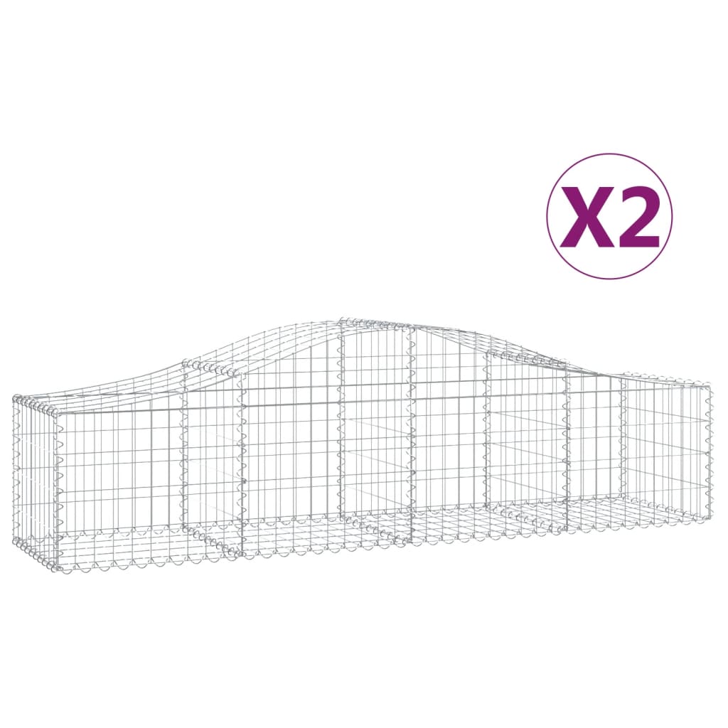 vidaXL Συρματοκιβώτια Τοξωτά 2 τεμ. 200x50x40/60 εκ. Γαλβαν. Ατσάλι