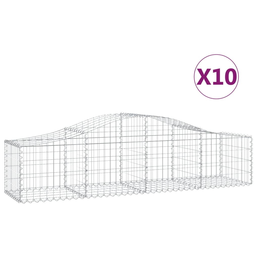 vidaXL Συρματοκιβώτια Τοξωτά 10 τεμ. 200x50x40/60 εκ. Γαλβαν. Ατσάλι