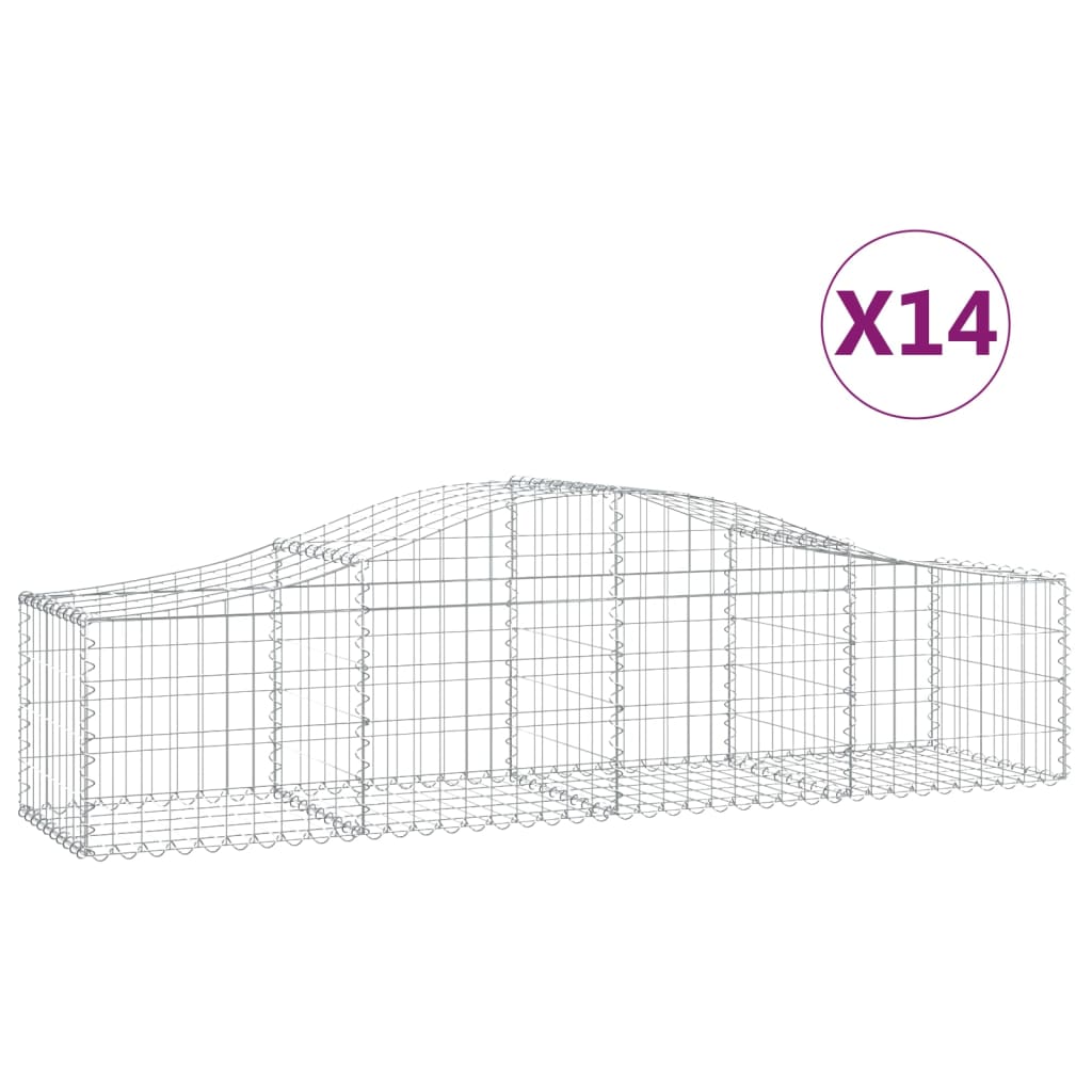 vidaXL Συρματοκιβώτια Τοξωτά 14 τεμ. 200x50x40/60 εκ. Γαλβαν. Ατσάλι