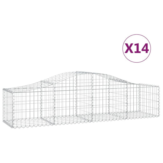 vidaXL Συρματοκιβώτια Τοξωτά 14 τεμ. 200x50x40/60 εκ. Γαλβαν. Ατσάλι