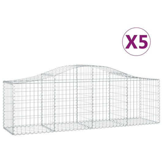 vidaXL Συρματοκιβώτια Τοξωτά 5 τεμ. 200x50x60/80 εκ. Γαλβαν. Ατσάλι