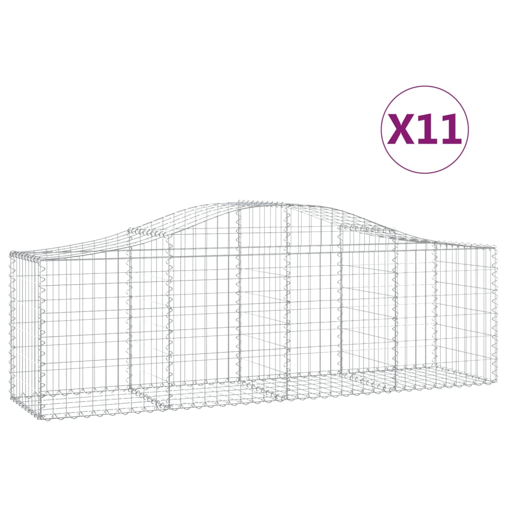 vidaXL Συρματοκιβώτια Τοξωτά 11 τεμ. 200x50x60/80 εκ. Γαλβαν. Ατσάλι