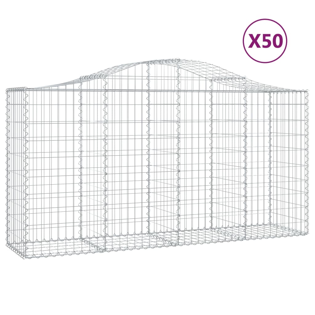 vidaXL Συρματοκιβώτια Τοξωτά 50 τεμ. 200x50x100/120 εκ. Γαλβαν. Ατσάλι