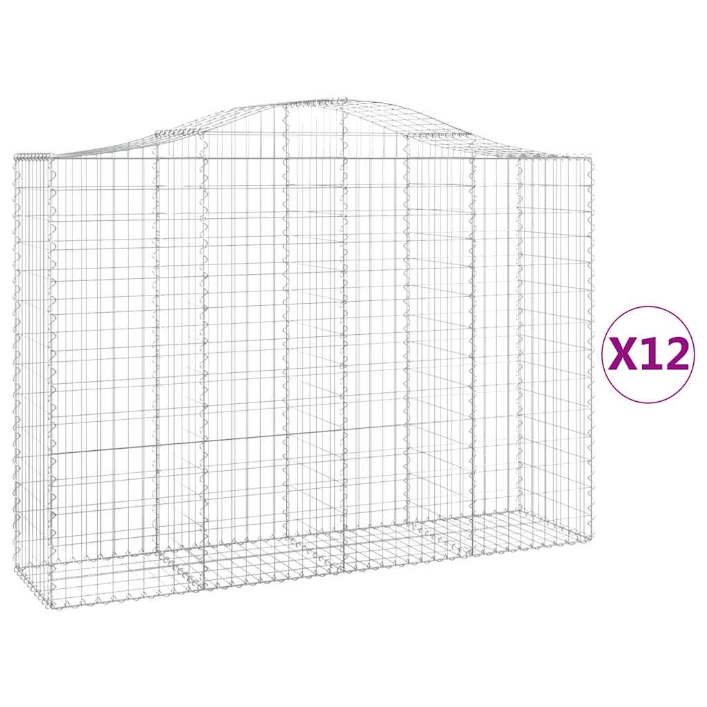 vidaXL Συρματοκιβώτια Τοξωτά 12 τεμ. 200x50x140/160 εκ. Γαλβαν. Ατσάλι