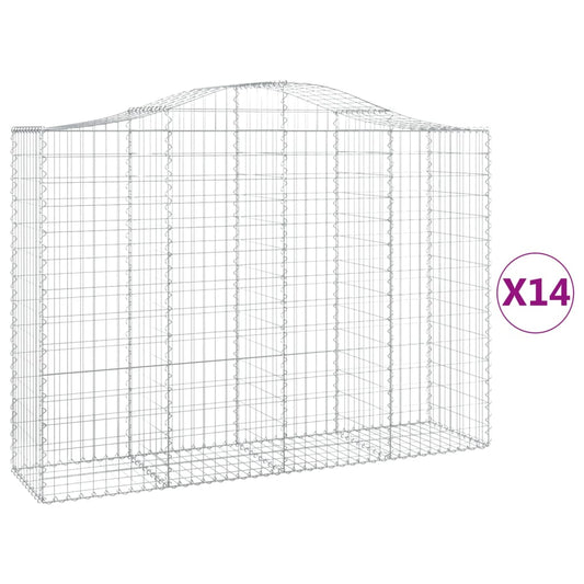 vidaXL Συρματοκιβώτια Τοξωτά 14 τεμ. 200x50x140/160 εκ. Γαλβαν. Ατσάλι