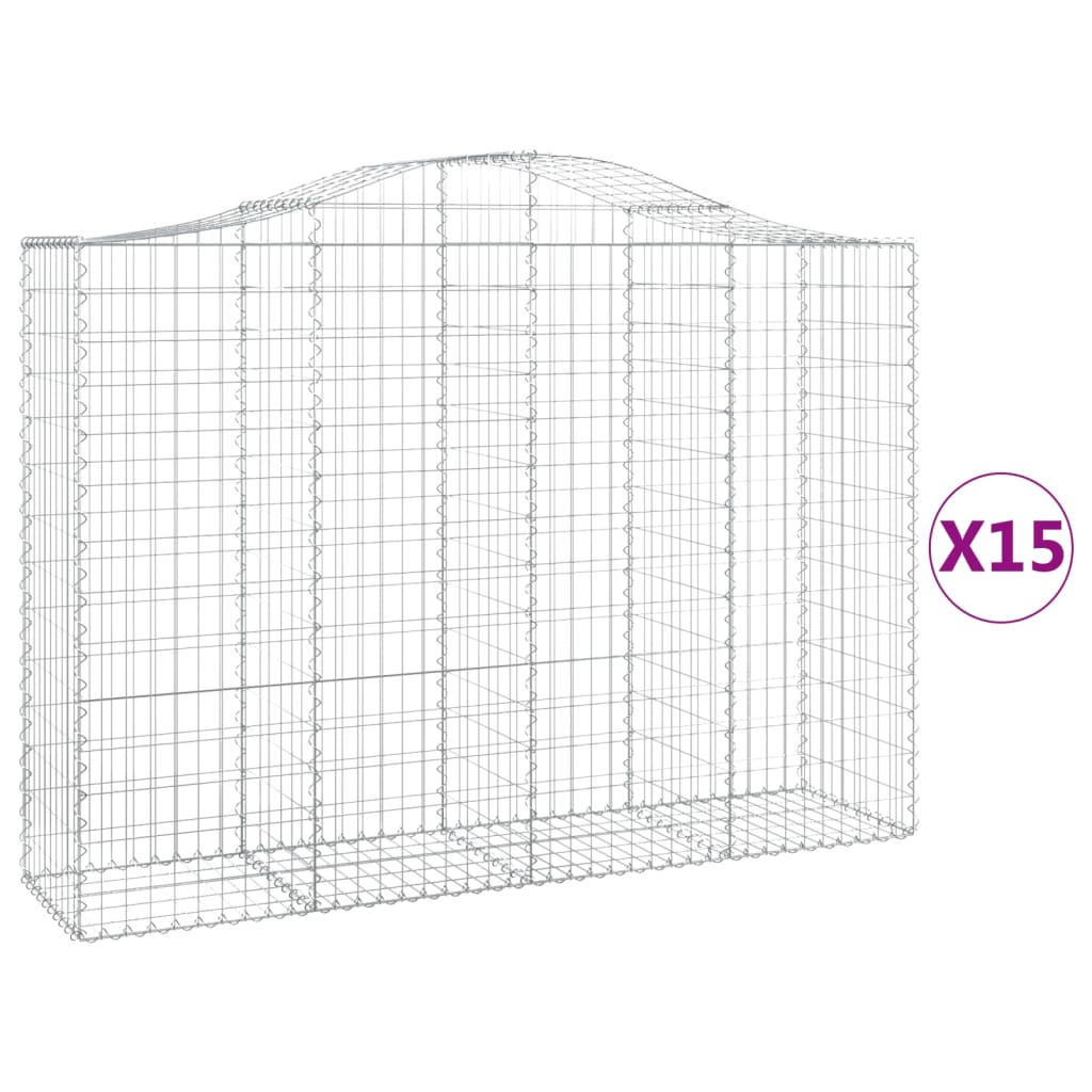 vidaXL Συρματοκιβώτια Τοξωτά 15 τεμ. 200x50x140/160 εκ. Γαλβαν. Ατσάλι