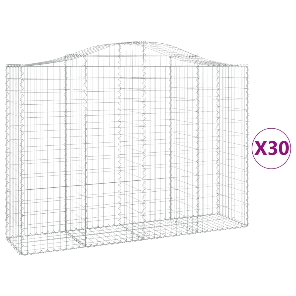 vidaXL Συρματοκιβώτια Τοξωτά 30 τεμ. 200x50x140/160 εκ. Γαλβαν. Ατσάλι