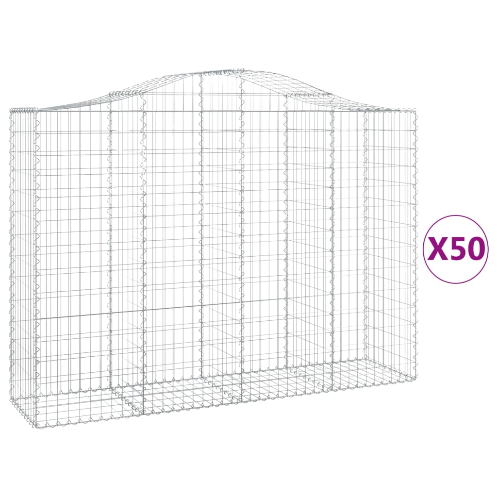 vidaXL Συρματοκιβώτια Τοξωτά 50 τεμ. 200x50x140/160 εκ. Γαλβαν. Ατσάλι