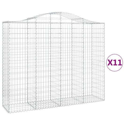 vidaXL Συρματοκιβώτια Τοξωτά 11 τεμ. 200x50x160/180 εκ. Γαλβαν. Ατσάλι