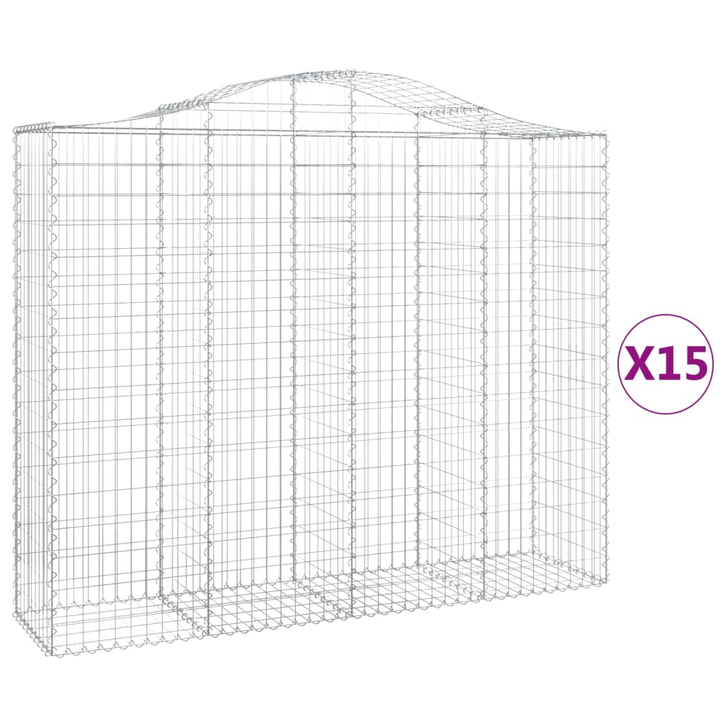 vidaXL Συρματοκιβώτια Τοξωτά 15 τεμ. 200x50x160/180 εκ. Γαλβαν. Ατσάλι