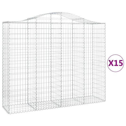 vidaXL Συρματοκιβώτια Τοξωτά 15 τεμ. 200x50x160/180 εκ. Γαλβαν. Ατσάλι