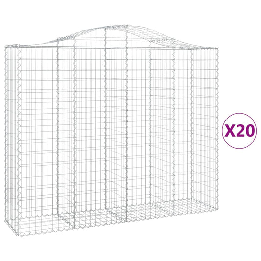 vidaXL Συρματοκιβώτια Τοξωτά 20 τεμ. 200x50x160/180 εκ. Γαλβαν. Ατσάλι