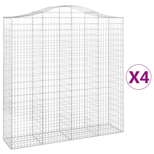 vidaXL Συρματοκιβώτια Τοξωτά 4 τεμ. 200x50x200/220 εκ. Γαλβαν. Ατσάλι