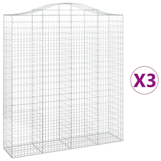 vidaXL Συρματοκιβώτια Τοξωτά 3 τεμ. 200x50x220/240 εκ. Γαλβαν. Ατσάλι