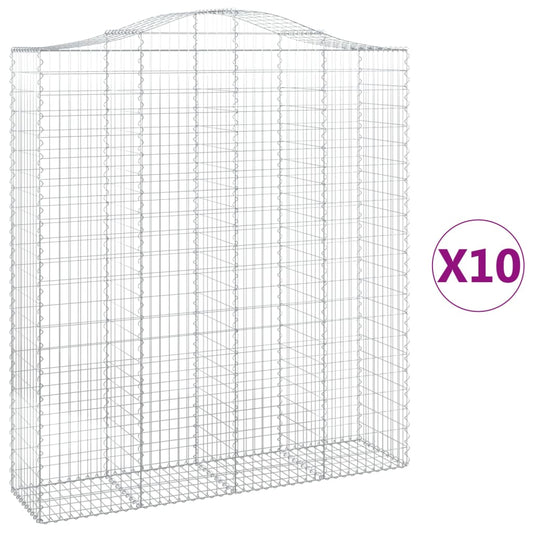 vidaXL Συρματοκιβώτια Τοξωτά 10 τεμ. 200x50x220/240 εκ. Γαλβαν. Ατσάλι