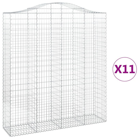 vidaXL Συρματοκιβώτια Τοξωτά 11 τεμ. 200x50x220/240 εκ. Γαλβαν. Ατσάλι