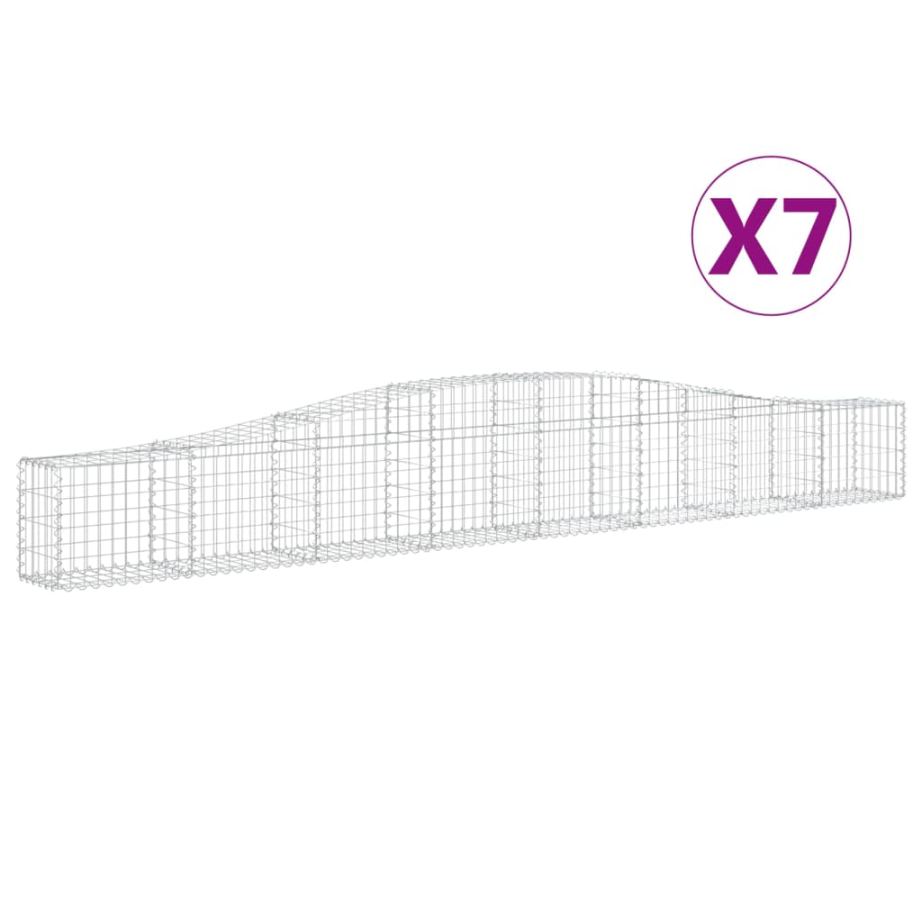 vidaXL Συρματοκιβώτια Τοξωτά 7 τεμ. 400x30x40/60 εκ. Γαλβαν. Ατσάλι