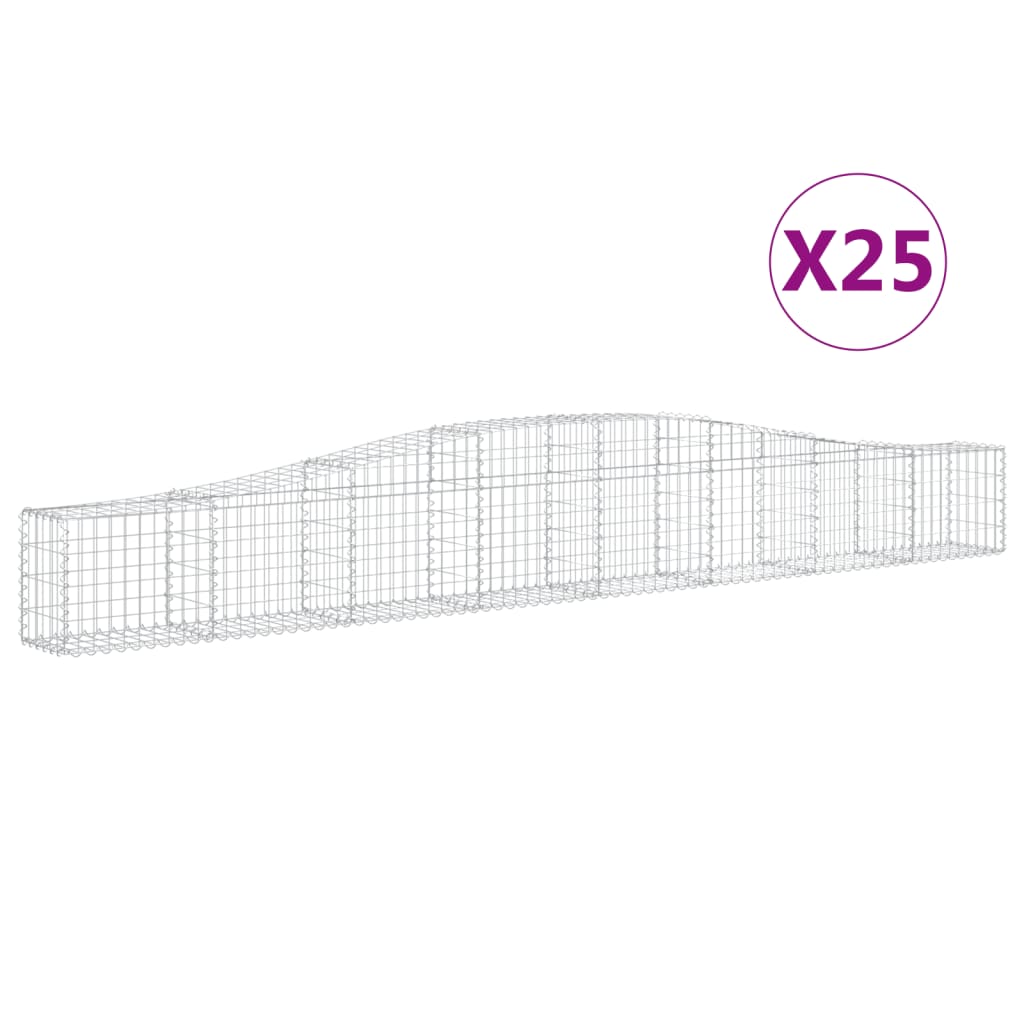vidaXL Συρματοκιβώτια Τοξωτά 25 τεμ. 400x30x40/60 εκ. Γαλβαν. Ατσάλι