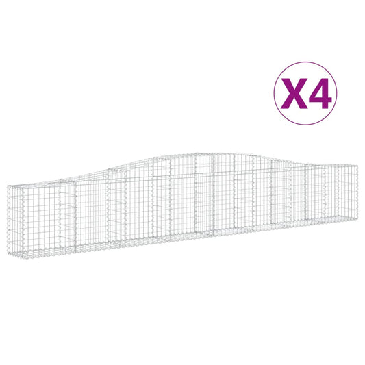 vidaXL Συρματοκιβώτια Τοξωτά 4 τεμ. 400x30x60/80 εκ. Γαλβαν. Ατσάλι