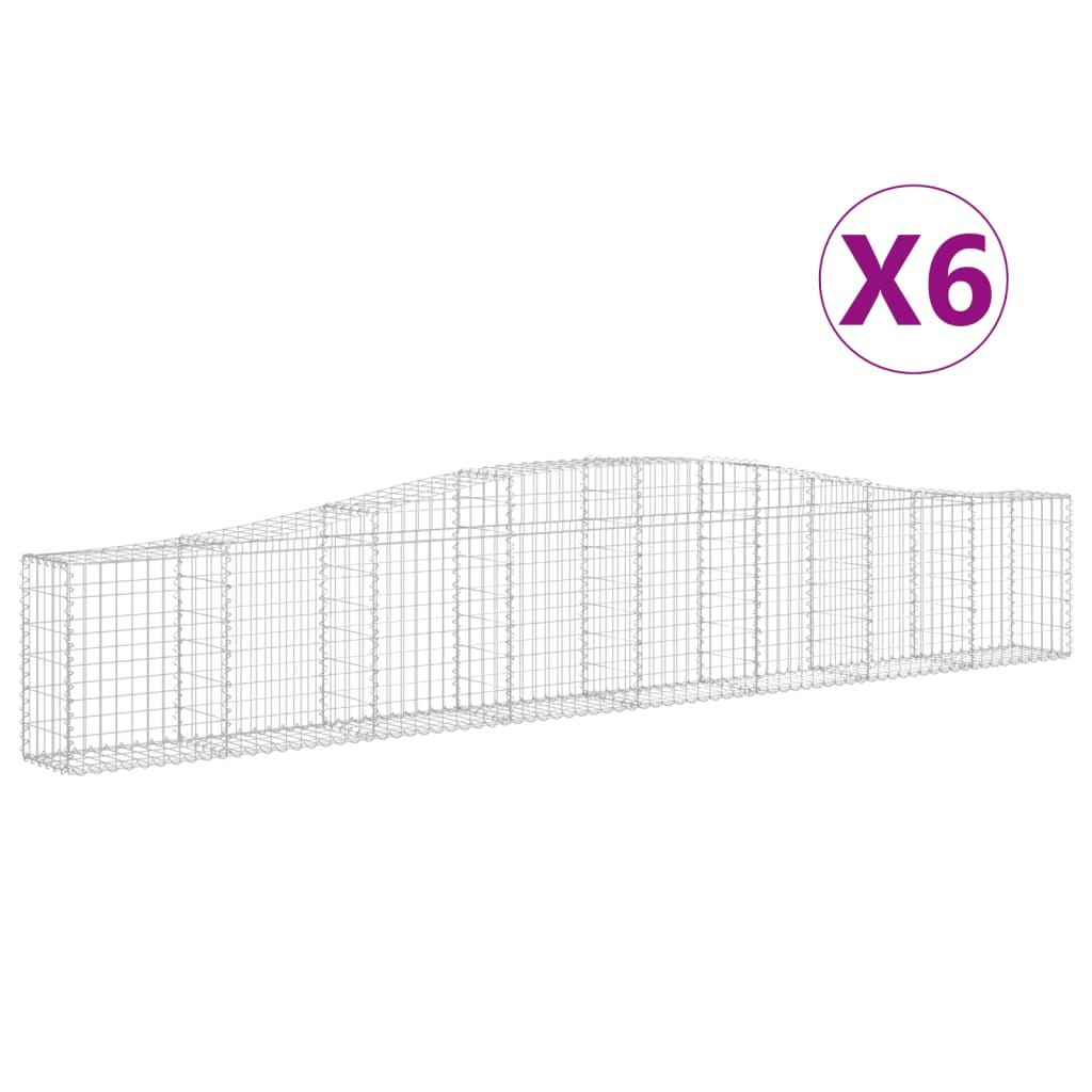 vidaXL Συρματοκιβώτια Τοξωτά 6 τεμ. 400x30x60/80 εκ. Γαλβαν. Ατσάλι