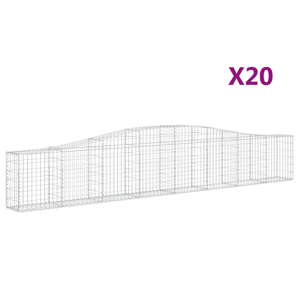 vidaXL Συρματοκιβώτια Τοξωτά 20 τεμ. 400x30x60/80 εκ. Γαλβαν. Ατσάλι